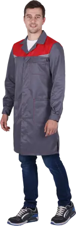 Халат КМ-10 ЛЮКС (серый/красный)