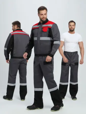 Костюм ВИВАТ-1 ПРЕМИУМ IMP с БР (т.серый/черный/красный)