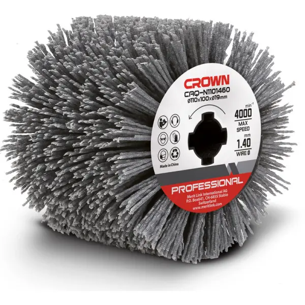 Нейлоновая щетка CROWN CAQ-N1101460 нейлон зернистость P60 диаметр проволоки 1,4мм