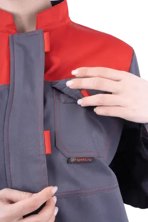 Костюм КМ-10 ЛЮКС жен. летний с БР (серый/красный)