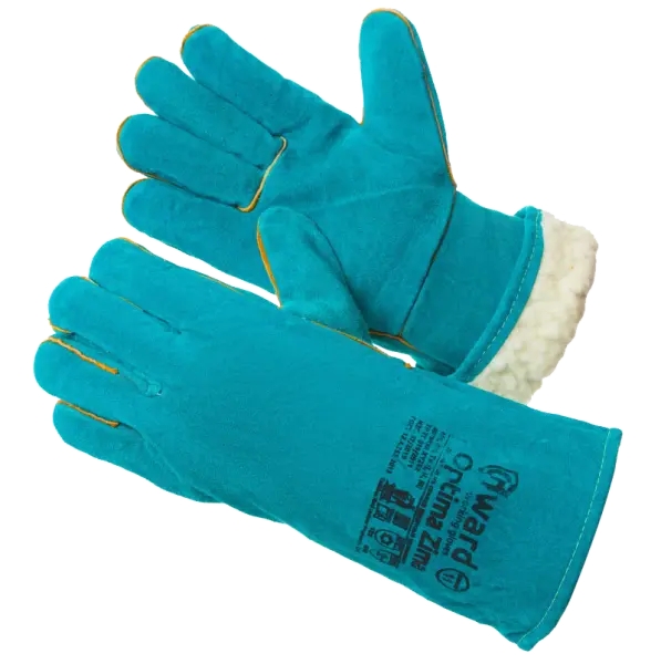 Краги OPTIMA ZIMA из спилка утепленные искусственным мехом (зеленый)