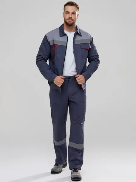 Костюм ФЛОФТ-1 СОП с БР (т.серый/св.серый/красный)