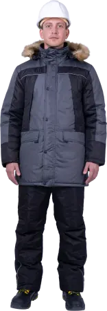 Куртка СКАНДИНАВИЯ ЛЮКС зимняя (серый/чёрный)