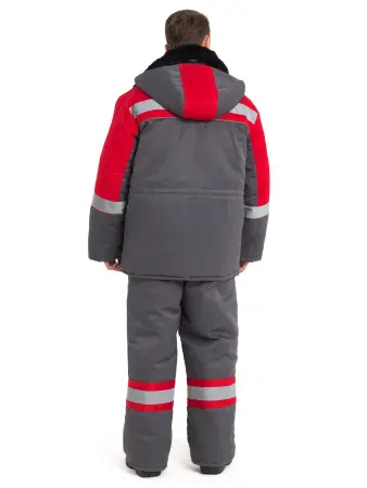 Костюм НОВА зимний с ПК (серый/красный)