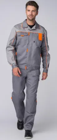 Костюм СОЮЗ-ПРОФЕССИОНАЛ-1 с БР (серый/св.серый/оранжевый)