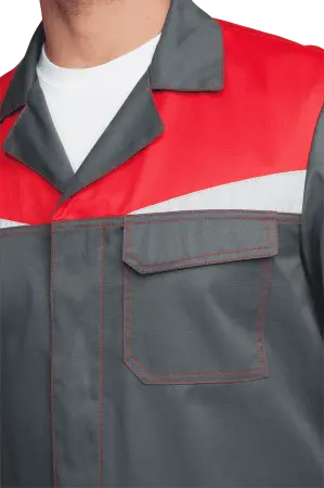 Халат КМ-10 ЛЮКС (серый/красный)