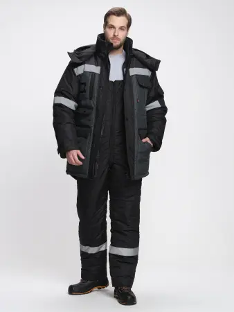 Костюм БЕРКОРТ-2 СОП К. зимний с ПК (черный/т.серый)