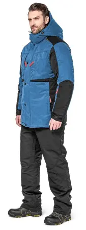 Куртка ЕНИСЕЙ зимняя с фольгированной подкладкой (синий/черный)