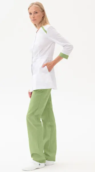 Костюм МИРАЖ женский с БР (белый/св.зеленый) женские медицинские