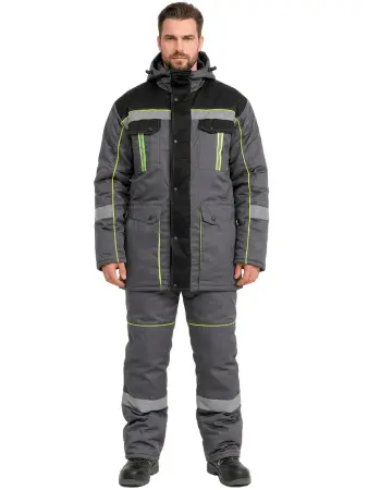 Костюм RONTA KS580 зимний с ПК (т.серый/черный/лайм)