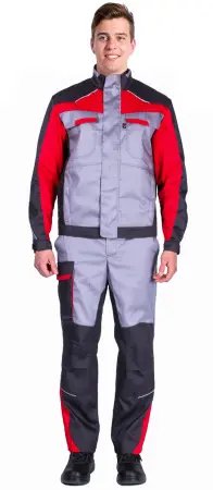 Костюм Факел NEW, п/к, т.серый/красный/св.серый