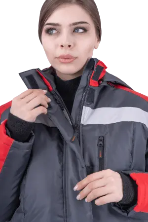 Костюм РОУД женский зимний с ПК (т.серый/красный)