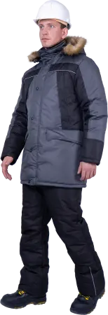 Куртка СКАНДИНАВИЯ ЛЮКС зимняя (серый/чёрный)