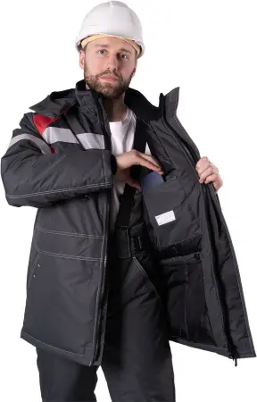 Костюм СТАРАТЕЛЬ ИМПОРТ зимний с БР (серый/красный)