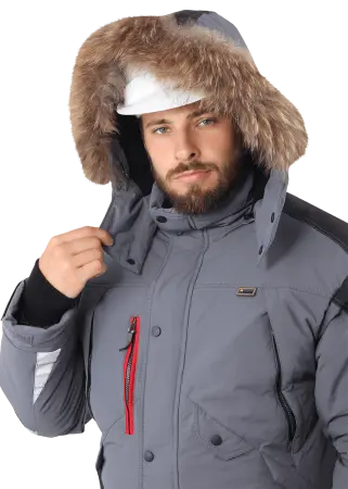 Куртка ХАЙ-ТЕК зимняя (серый/красный/черный)