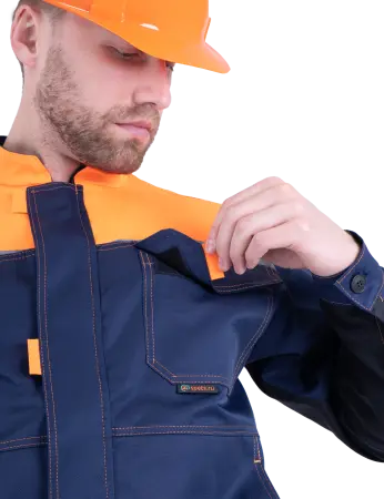 Костюм КМ-10 ЛЮКС с ПК (т.синий/оранжевый)