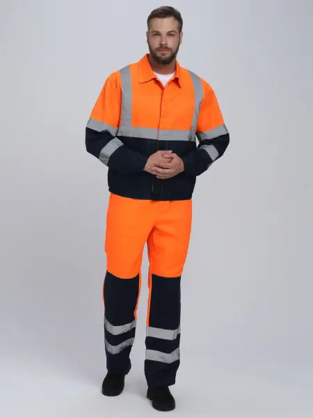 Костюм НЕОН сигнальный с ПК (оранжевый/т.синий) Костюм НЕОН сигнальный с ПК (оранжевый/т.синий)