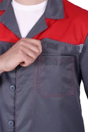 Халат КМ-10 ЛЮКС (серый/красный)