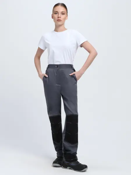 Костюм ВЕКТРОН-1 женский с БР (серый/красный/черный)