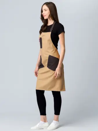 Фартук КРАФТ с грудкой универсальный (бежевый/коричневый)