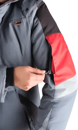 Куртка ХАЙ-ТЕК женская зимняя (серый/красный/черный)