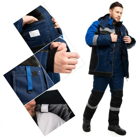 Костюм ЮКОН-МЕМБРАНА зимний с ПК (т. синий/черный/васильковый)