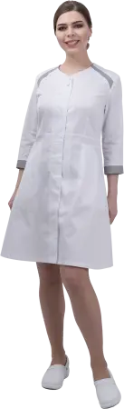 Халат МИРАЖ (белый/серый) женские медицинские
