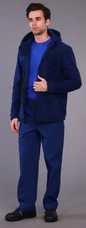 Куртка с капюшоном флисовая (т.синий)