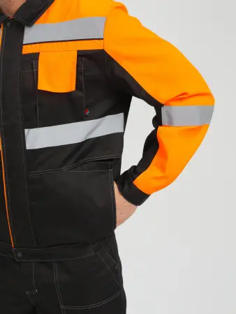 Костюм ВИВАТ-1 ПРЕМИУМ СН МВО с БР (черный/оранжевый)