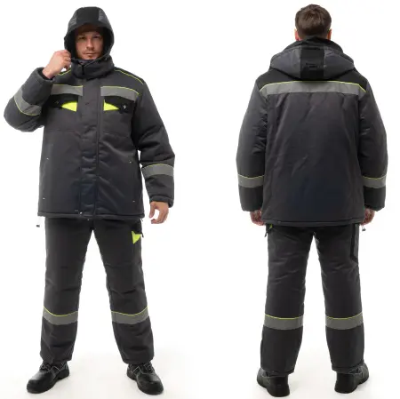 Костюм КОРВЕТ зимний с БР 4 класс (т.серый/черный/лимон)