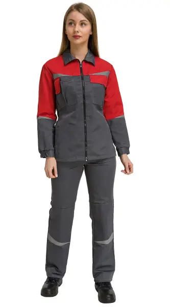 Костюм RONTA KS625 женский с БР (т.серый/красный) Костюм RONTA KS625 женский с БР (т.серый/красный)