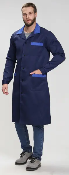 Халат ТЕХНОЛОГ (т.синий/васильковый)