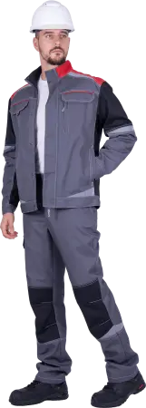 Куртка ТУРБО SAFETY (серый/чёрный/красный)