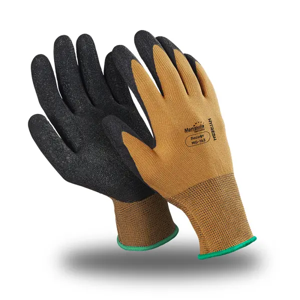 Перчатки ЛАСОФТ (MG-143) полиэфир, латекс частичный (коричневый) ОТГРУЗКА КРАТНО 10 ПАР