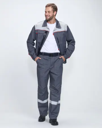 Костюм ФЛОФТ-1 ПРЕМИУМ СОП UZ с БР (т.серый/серый/красный)