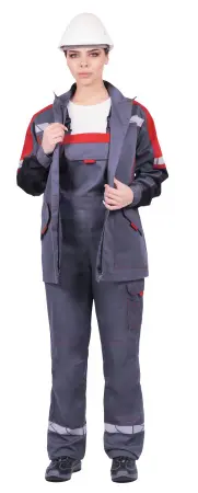 Куртка ХАЙ-ТЕК SAFETY женская (серый/чёрный/красный)