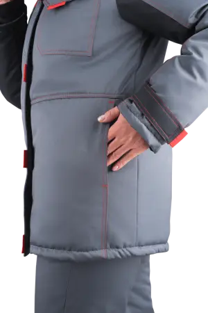 Костюм КМ-10 ЛЮКС жен. зимний c БР (серый/красный)