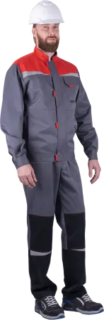 Костюм КМ-10 ЛЮКС летний с БР (серый/красный)