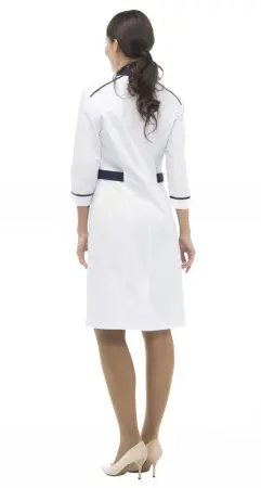 Халат НЭВИ LL1113 женский (белый/синий) женские медицинские