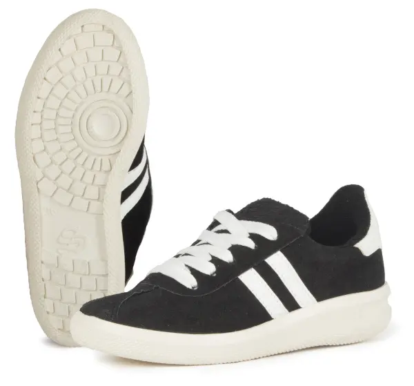 Кроссовки нат.замша ПВХ (черный/белый)