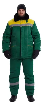 Костюм ВЬЮГА зимний с ПК (т.зелёный/жёлтый)