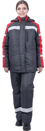 Костюм РОУД женский зимний с ПК (т.серый/красный)