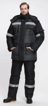Костюм БЕРКОРТ-2 СОП К. зимний с ПК (черный/т.серый)
