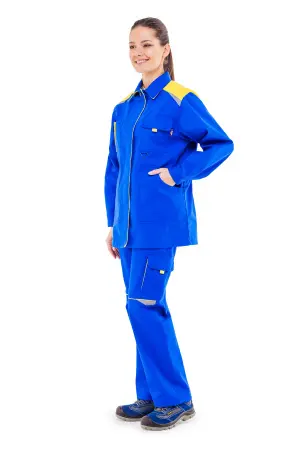 Костюм АЛАТАУ женский с БР (васильковый/желтый)