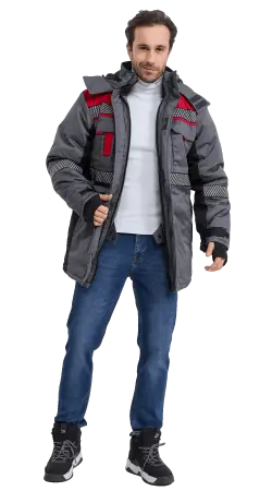Куртка RONTA KR585 зимняя с СОП (т.серый/красный/черный)