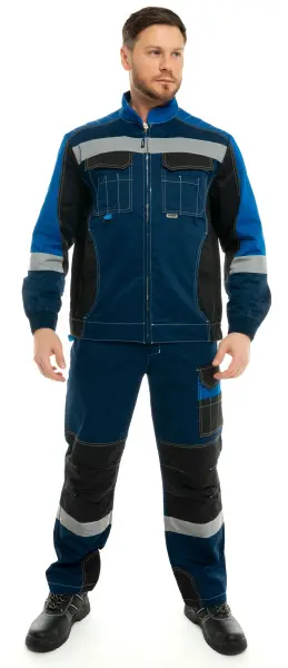 Костюм ФОРМУЛА КОТТОН ФП2 с ПК (т.синий/чёрный/василёк)