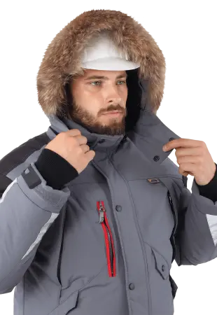 Куртка ХАЙ-ТЕК зимняя (серый/красный/черный)