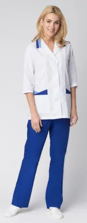 Костюм ЛАЗУРЬ женский с БР (белый/васильковый) женские медицинские