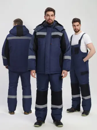 Костюм ВЕКТРОН-2 СОП зимний с ПК (т.синий/черный)