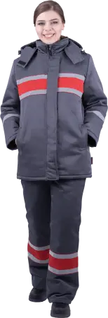 Костюм АНГАРА женский зимний с ПК (серый/красный)